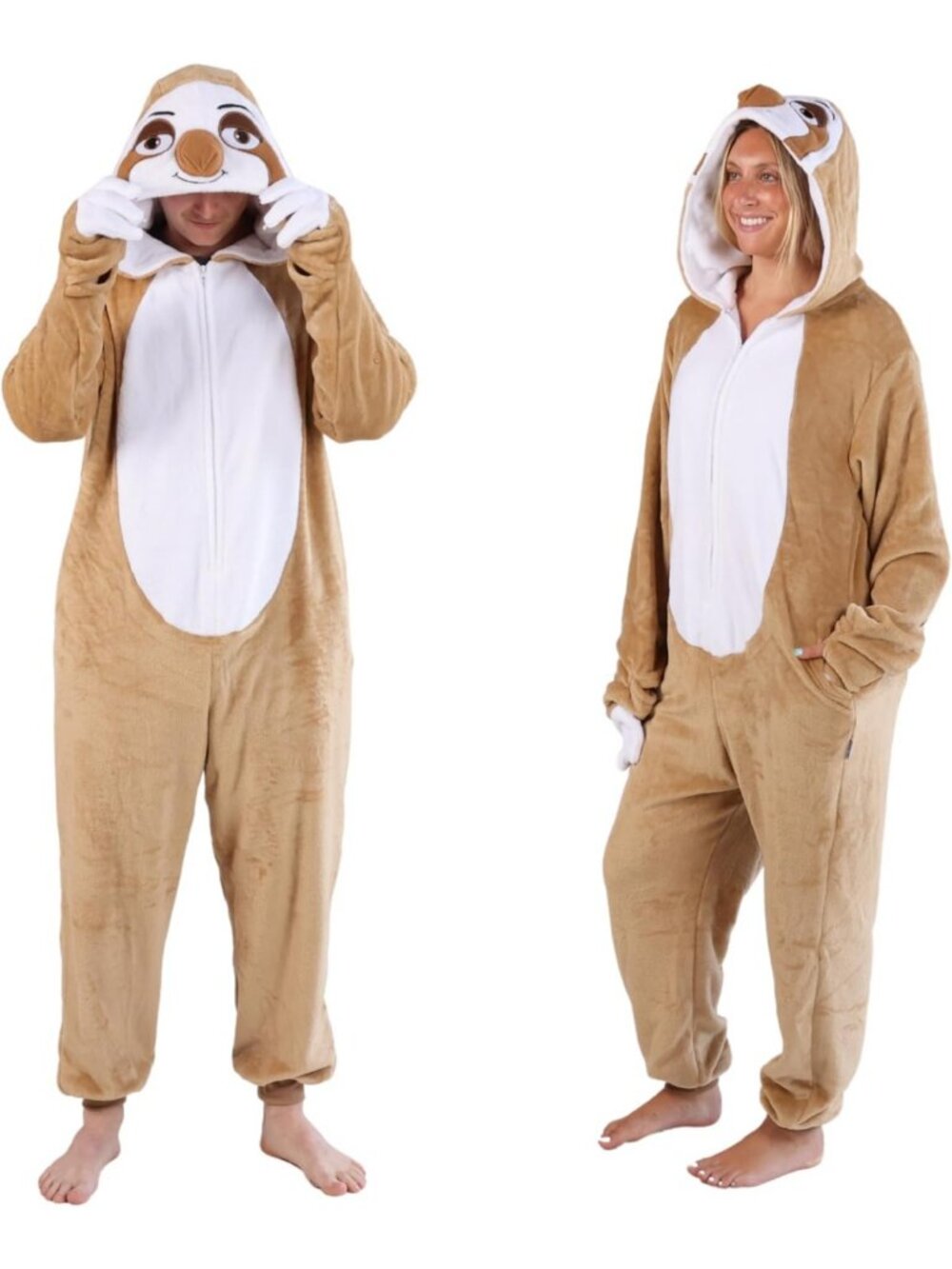 Cozy Slim Fit Animal Onesie Costume - Plush Unisex Halloween Cosplay Suit